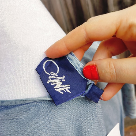 Coline Dress Blue Midi Embroidered Details Casual Cottagecore Bohemian Chambray - Picture 7 of 9